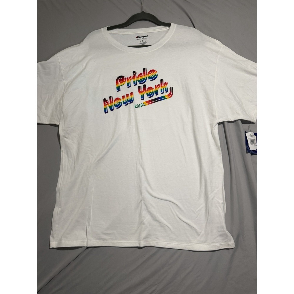 nwt Champion 'Pride New York 2018' lgbtq t-shirt, white, men's xl